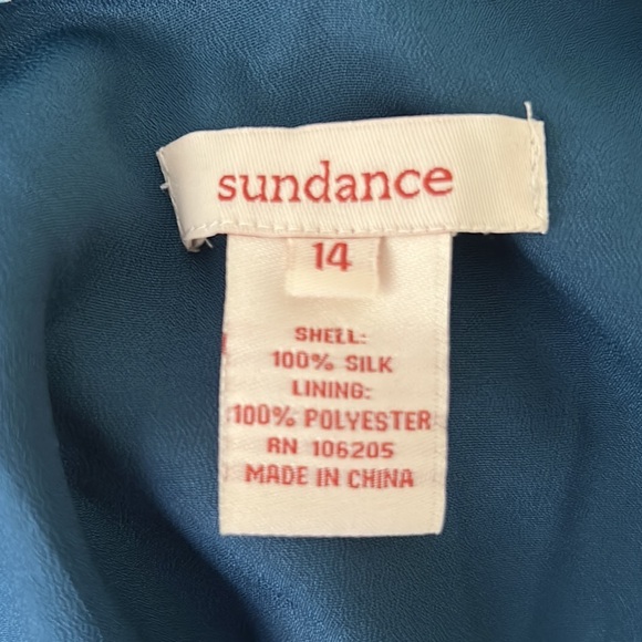 Sundance Silk Crinkly Chiffon Navy Blue Floral Print Ruffle Midi Dress - 14 - Picture 8 of 10